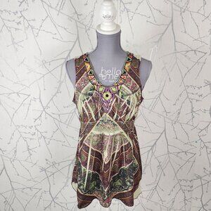 One World Artsy Y2K Eclectic Fairy Print Empire Waist Tank